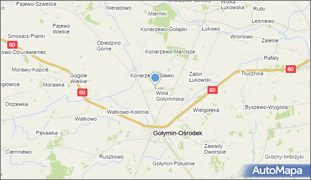 mapa Wola Gołymińska, Wola Gołymińska na mapie Targeo